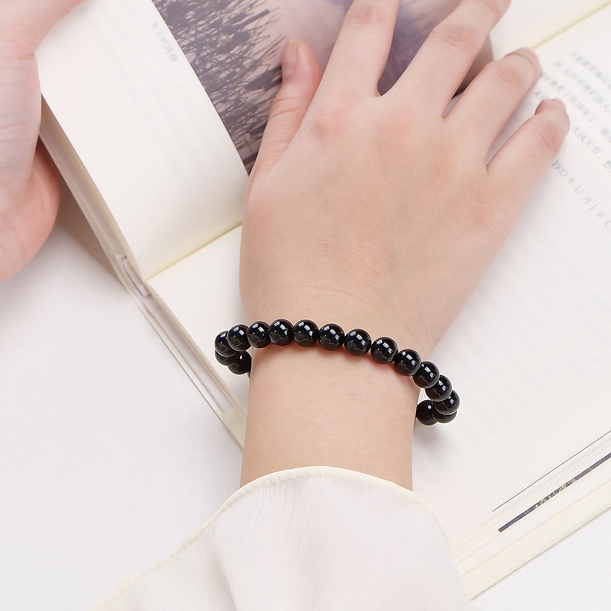 Water Element Crystal Bracelet - Deep Black
